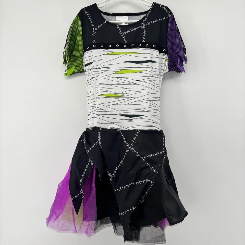 Monster Bride Girls Costume Set Large 12-14 Black Green Purple 5pc Fun World